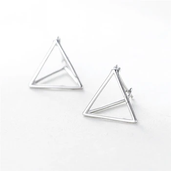 Korea minimalistyczny geometryczny trójwymiarowy trójkątny alergia 925 srebro próby temperament kobiece kolczyki SEA352