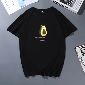 Koreański Harajuku Kawaii Vegan Tshirt kobiety lato O-neck kreskówka awokado graficzny koszulka bawełniana t-shirt top damska odzież uliczna