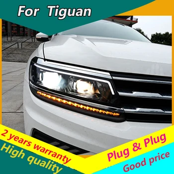 KOWELL stylizacja samochodu VW Tiguan reflektory 2017 nowy Tiguan reflektory led LED DRL bi ksenonowe reflektory soczewki dynamiczny kierunkowskaz