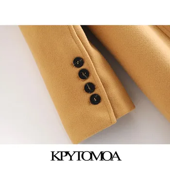 KPYTOMOA Women 2020 modne однобортные kurtki płaszcz vintage z długim rękawem z tyłu otwory wentylacyjne Damska odzież wierzchnia elegancki płaszcz