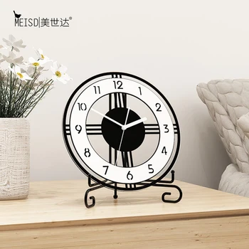 Krótki okrągły stół zegar nowoczesny design gry Planszowe zegarek 3D wystrój domu cichy pokój Dzienny Sypialnia stół vintage zegarek zegar