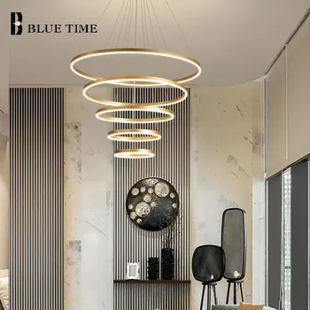 Lampa wisząca 2020 projekt wysokiej jakości aluminiowe koraliki pierścień wisząca salon sypialnia pokój dzienny schody wisząca
