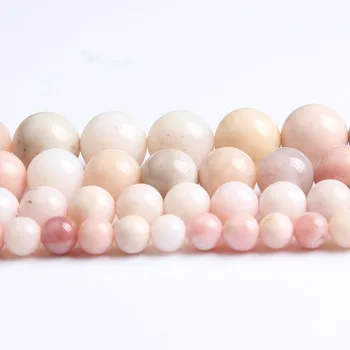 LanLi naturalne biżuteria 6/8/10/12 mm najwyższego poziomu różowy opal luźne koraliki DIY mężczyźni i kobiety bransoletka naszyjnik kostkę akcesoria