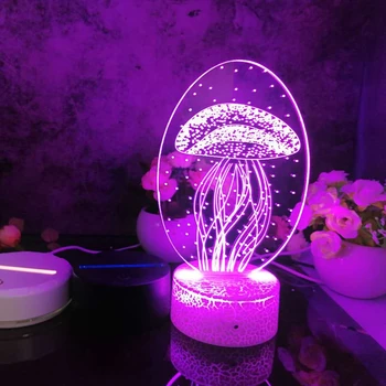 Led 3D Night Light Jellyfish Wzór lampka nocna do sypialni dla dzieci Decor lampa 16 kolorów z pilotem zdalnego sterowania