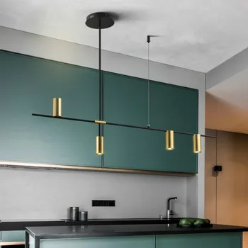 Led lampa wisząca loft Salon nowoczesny, minimalistyczny jadalnia długa żyrandol światło design skandynawski dom kuchnia oświetlenie złoto