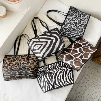 Leopard wzór torba ozdobna torba wysokiej jakości Crossbody bag w dół pióro beli top-uchwyt Torba damska torebka torba na ramię