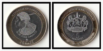 Lesotho 5 Malotti 2016 Edition Coins Africa Nowa Oryginalna Moneta Unc Collectible Real Rare Commemorative