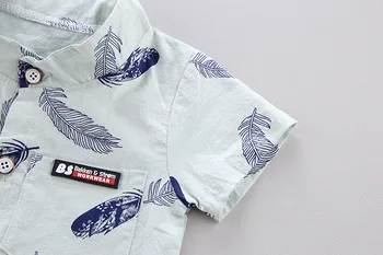 Letnia koszula zestaw dla dzieci Baby Boy Clothing Suit New Fashion Feather Print Set Infant Boys Clothes Set