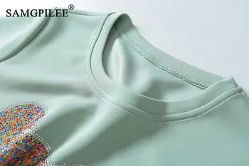 Letnia odzież dla kobiet 2020 kobiecy codzienny strój sportowy pulower O-neck elastyczny pas z nadrukiem pełnej długości plus Rozmiar z dwóch części zestawy