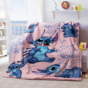 Lilio & Stitch anime indywidualne koc pluszowy ciepłe, aksamitne dekoracje łóżko w domu rzucić sofa koce unisex dzieci chłopcy prezenty Nowy