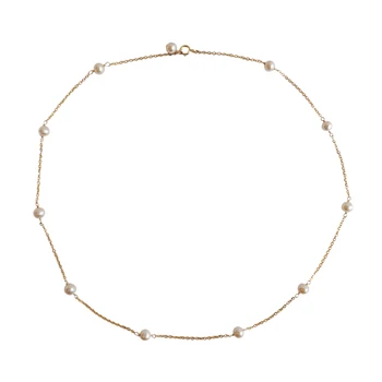 Lily Jewelry naszyjnik naszyjnik prawdziwe perły srebro próby 925 złoty kolor na wysoki połysk słodkowodne perły dla kobiet, klasyczne biżuteria