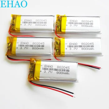 Lot 5 szt EHAO 802045 3.7 V 800mAh li-polymer LiPo akumulator do Mp3 PAD DVD E-book zestaw słuchawkowy bluetooth