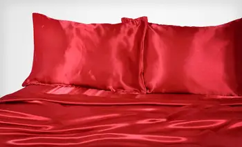 Luksusowy satyna jedwab, miękka, podwójne łóżko, wbudowana prześcieradło zestaw - czerwony czarny 10