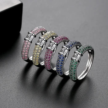 LUOTEEMI elegancki styl Bohemy pierścienie пятицветный sześciennych Cyrkon moda oświadczenie biżuteria dla podróżujących partii prezenty Anillos