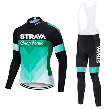 Maillot ciclismo hombre STRAVA Pro Team summer cycling Jersey set rower MTB odzież oddychająca męska odzież rowerowa z długim rękawem