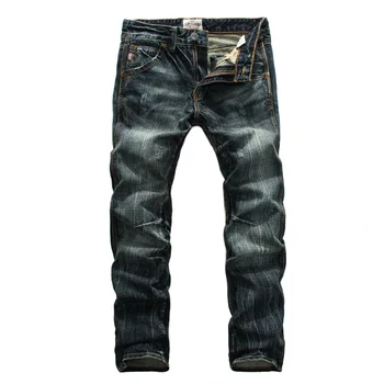 Marka 2019 nowy zwykły minimalistyczny styl jeansowe kombinezony średnia talia pełna długość męskie pralnia kowbojskie dżinsy Lokomotywa rozmiar 29-38