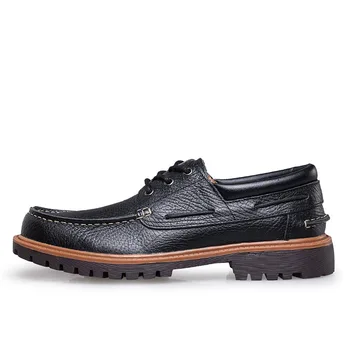 Marka ROXDIA skóra naturalna męskie obuwie wodoodporne mokasyny modelowe buty robocza płaskie buty męskie kierowcy plus rozmiar 39-47 RXM059