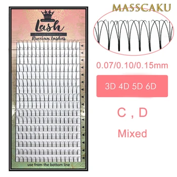 MAS Lashes 8-15 Mix 3d/4d/5d/6d długie gotowe wentylatory rosyjskie przestrzenny przedłużanie rzęs naturalne gotowe materiały do przedłużania rzęs
