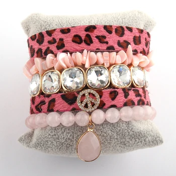 MD New Designer Peace leopard Bracelet Set kamień naturalny 5szt Wrap bransoletki zestawy dla kobiet moda biżuteria dropshipping