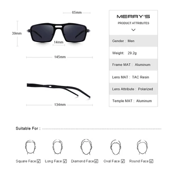 MERRY's Men Classic Aluminum Alloy okulary HD spolaryzowane okulary dla mężczyzn Sport na świeżym powietrzu, ochrona UV400 S8276
