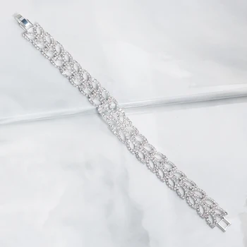 Miallo moda rhinestone bransoletki dla kobiet kolor srebrny bransoletka świeci luksusowy ślubny ślub bransoletka Prom biżuteria prezenty