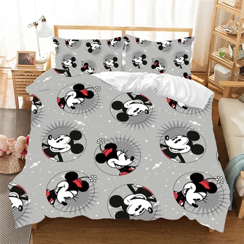 Mickey Mouse Zestaw Pościeli Queen King Size Bed Set, Dzieci, Chłopak, Dziewczyna Mickey Minnie Kołdrę Poszewka Na Poduszkę, Koc, Pościel