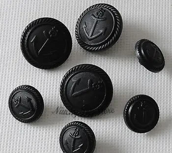 Mieszane 25 mm i 17 mm czarne brytyjskie kotwicy guziki płaszcz kurtka modne guziki akcesoria do odzieży hurtownia
