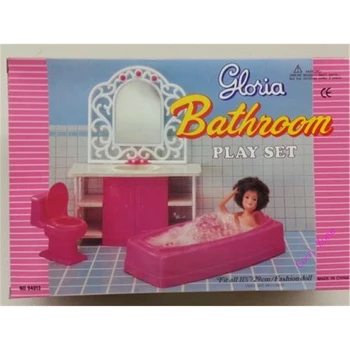 Miniaturowe meble różowy zestaw do łazienki dla domu lalek Barbie udają grać zabawki dla dziewczynki wysyłka gratis