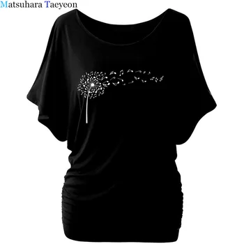 Mniszek lekarski nuty oszczędny plus rozmiar Wome Harajuku bawełna z krótkim rękawem śmieszne koszulki Tee t-shirt kobiety druku