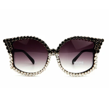 Moda Kocie oko okulary Kobiety luksusowej marki rhinestone projektant okulary dla kobiet, vintage, odcienie Oculos De Sol Feminino