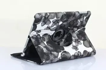 Moda kwiat 360 stopni obrotowa podstawa sztuczna skóra skórki ochronne etui Pokrowiec do Apple iPad Air 5 9,7 calowy tablet