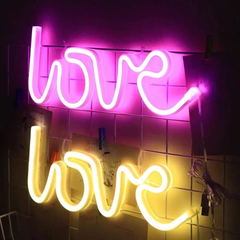 Moda neony LED Love Heart Shape Spowiedź oferta Walentynki dekoracji ślubnej imprezy nocne bateria zasilanie USB