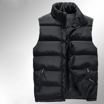 Moda Płaszcz Zimowy Ciepły Człowiek Kamizelka Plus Size Czarna, Bawełniana Kurtka Damska Mężczyzna 2020