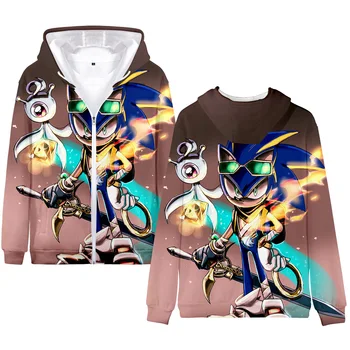 Moda Unsiex bluza chłopcy dziewczyny 3D drukowane anime Sonic the Hedgehog zabawna bluza cosplay meble odzież dres bluza z kapturem na zamek błyskawiczny