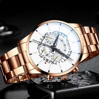 Modny męski zegarek ze stali nierdzewnej luksusowy kalendarz zegarek Kwarcowy biznes dorywczo zegarek dla mężczyzn zegarek Relogio Masculino