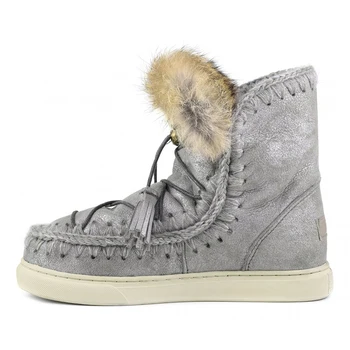 Moug zimowe buty damskie buty zimowe oryginalne эскимосские trampki 18 cm ręcznie wykonane z owczej skóry na platformie Damskie botki
