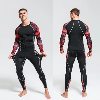 Męski dres MMA rashgard szybkoschnąca męska odzież sportowa neuropatia kompresji odzież fitness treningowy zestaw legginsy bielizna termoaktywna
