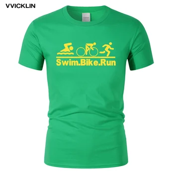 Męski Triathlon Swim Bike Run Funny T Shirt prezent na urodziny t-shirt dla mężczyzn na lato bawełna z krótkim rękawem O-neck t-shirt plus size