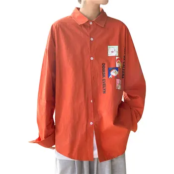 Męskie koszule oversize moda męska bawełna anime bluzka 5xl oversize z długim rękawem sukienka koszula dla mężczyzn odzież Męska casual