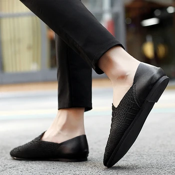 Męskie mokasyny buty z naturalnej skóry luksusowe moda casual buty poślizgu na lekkie, wygodne, szyte na zamówienie krokodyli buty