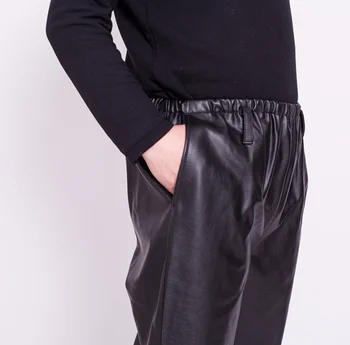 Męskie spodnie z imitacji skóry wiosna jesień PU Work Windproof keep warm Casual chaparejos spodnie plus size XXL męska odzież Męska