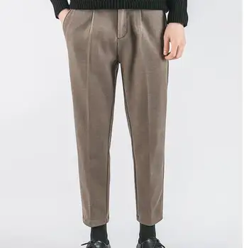 Męskie wełniane spodnie luźne proste spodnie jesień i zima casual spodnie koreańskie