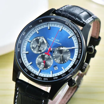Męskie zegarek kwarcowy zegarek Real 6-Pin Top Brand Skórzany pasek okrągły męski zegarek klasyczny moda sportowe wodoodporny zegarek aaa