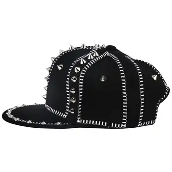 Męskie żelazny Pierścień łańcuch hip-hop czapka czapka z daszkiem Snapback kapelusze nity kości Snapback punk-rock styl czarne kobiety truckers Bros Jazz