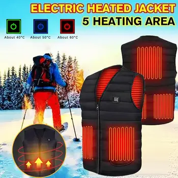 Mężczyźni Jesień Zima inteligentne ogrzewanie bawełna kamizelka podczerwieni USB elektryczna grzałka kamizelka dla kobiet odkryty elastyczne cieplna zimowa ciepła kurtka