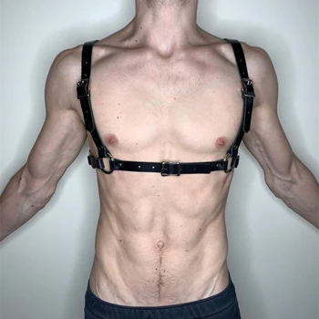 Mężczyźni sztuczna skóra bondage liftingu ciała wiązka ręcznie buldog chest harness BDSM bondage, fetysz bielizna klubowa punk topy