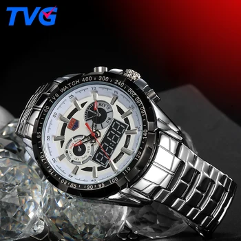 Najlepsze markowe zegarki męskie TVG Męskie sportowe zegarek moda wodoodporny wojskowe wojskowe zegarki ze stali nierdzewnej zegarek męski zegarek reloj hombre
