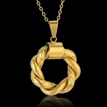 Naszyjnik Złoty przez cały skręcone naszyjnik prosty styl dla kobiet biżuteria europejski trend Urok