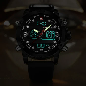 NAVIFORCE Męskie zegarki sportowe męskie top luksusowej marki zegarek kwarcowy zegarek cyfrowy osób wodoodporny skórzany armia zegarek Relogio Masculino