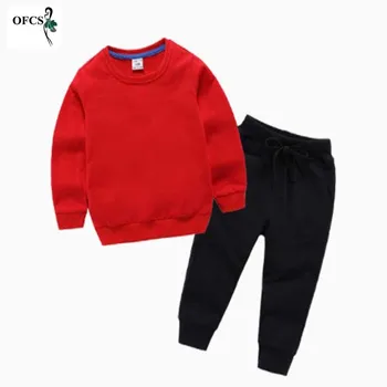 New Baby Boys/Dziewczyna Clothing Sets Pure color Sport Suit Set Fashion Kid Fleece T-shirt +Spodnie Suit Set Toddle Tracksuit Clothes